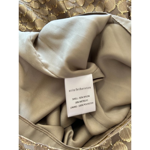 Erin Featherston Gold Sheath Dress Size 4 Small Metallic Circle Sleeveless NEW - Picture 9 of 9